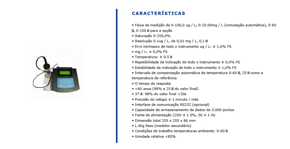 Analisador de O2 Dissolvido de Bancada DDS - 808