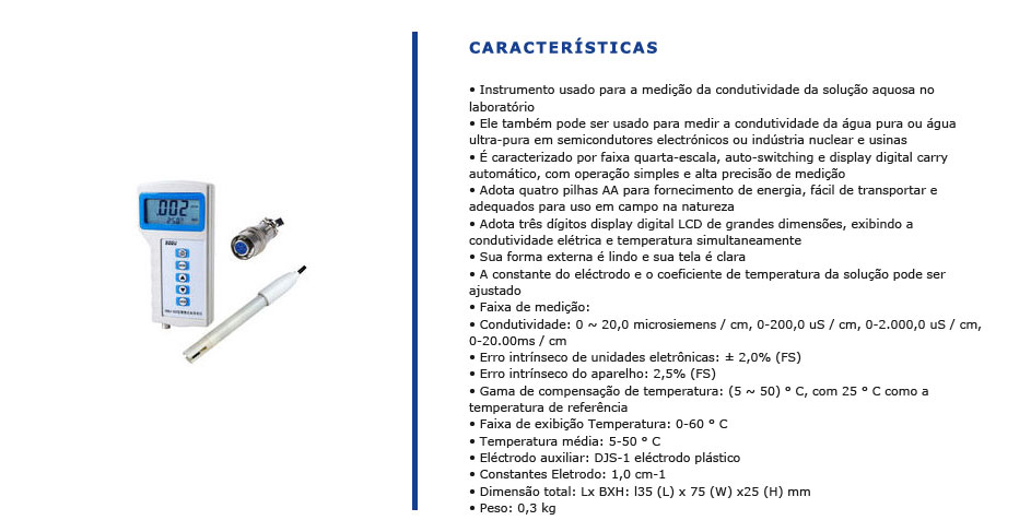 Analisador de Condutividade Portátil DDBJ - 305