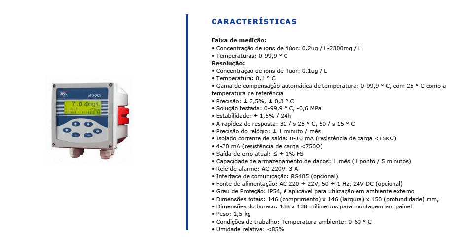 Analisador de Fluor PFG - 3085