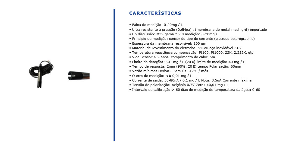 Eletrodos de Medição O2 dissolvido DOG - 209FA