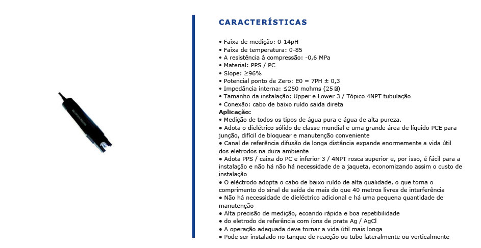 Eletrodos de Medição de PH8020