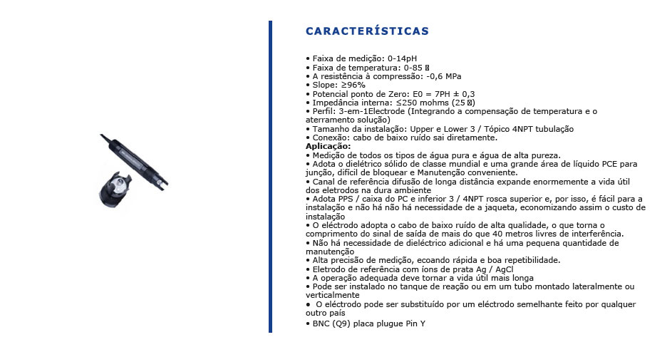 Eletrodos de Medição de PH8020